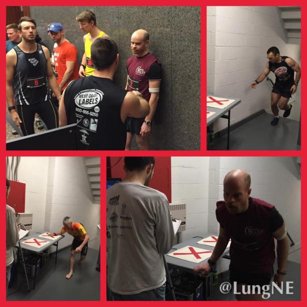 Clockwise from top left: Alex Workman explains to Adam Cellemme (2) exactly how he's going to crush him, as Chris Price (5) gets his game face on; The Schenectady Express makes sure his chip timer is ready as he reaches the top; Paul Curley dives for fourth place; Adam Cellemme  takes silver. 