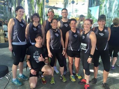 The Stair Climbing Australia crew, with Chris Price (back right) and Adam Ryan (kneeling front)