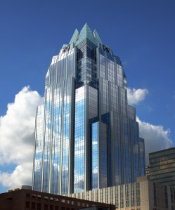 The unique looking Frost Bank Tower in Austin