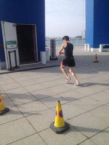 Mark Sims sprints towards the stairwell en route to his second place time of 2.27