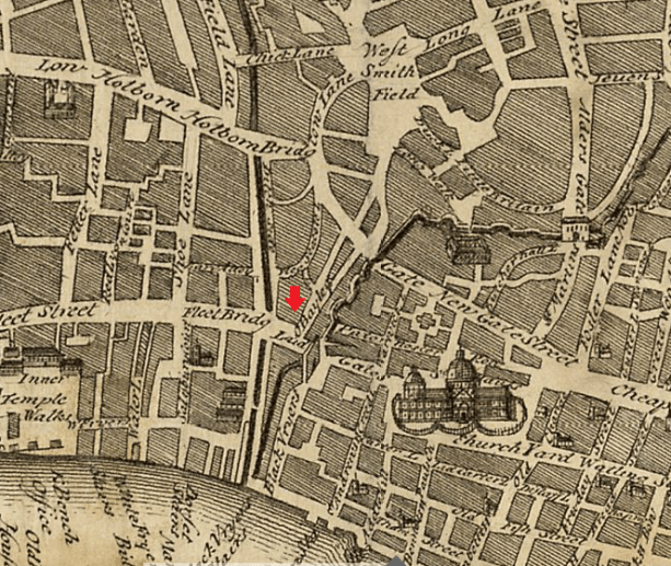 Old Bailey map Baptist Tavern